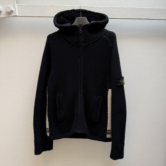 Stone Island Vintage Early 2000s Hooded Zip Knit Cardigan (L) | Medium, Black