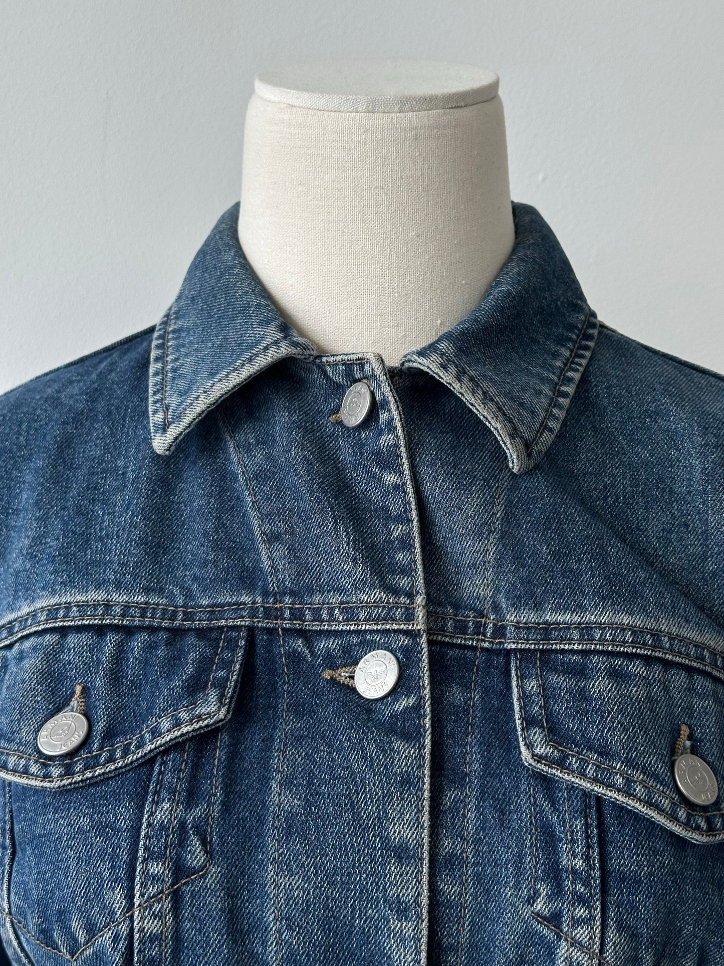 Armani Jeans 1990s Cotton Mid Wash Denim Jacket - S
