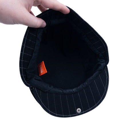 Vintage 2000s Hugo Boss Striped Flat-Cap Hat Size L/XL | O/S, Black