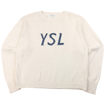 Vintage 2000s YSL Yves Saint Laurent Knit Jumper Size L | Large, Blue