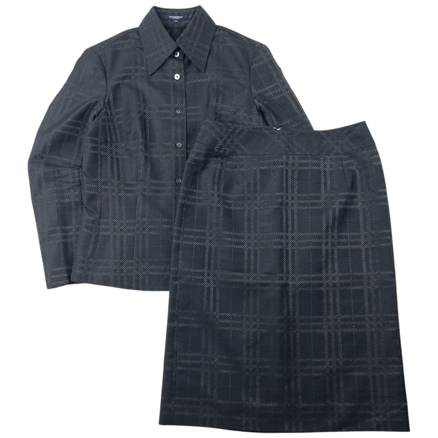 Vintage 2000s Burberry Nova Check Jacket & Skirt Suit Set Womens Size M | O/S, Black