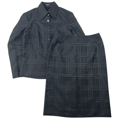 Vintage 2000s Burberry Nova Check Jacket & Skirt Suit Set Womens Size M | O/S, Black