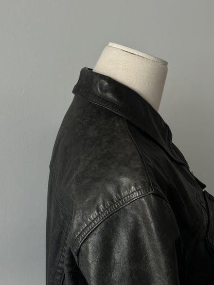 Versace Jeans Couture 2000s Bespoke Button Leather Jacket - S-M