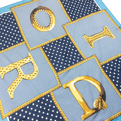 Vintage 2000s Dior Polka Dot Silk Scarf | O/S, Blue
