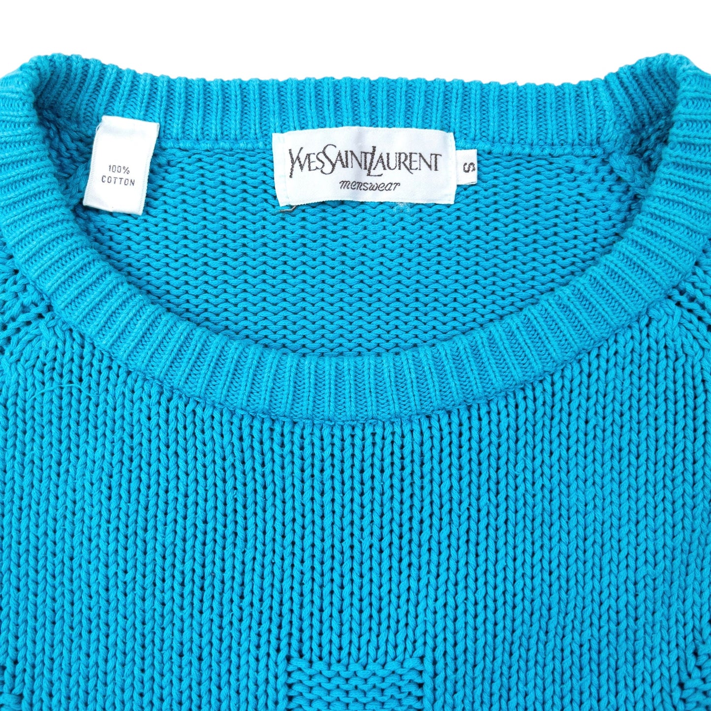 Vintage 90s YSL Yves Saint Laurent Knit Jumper Size M | Medium, Blue