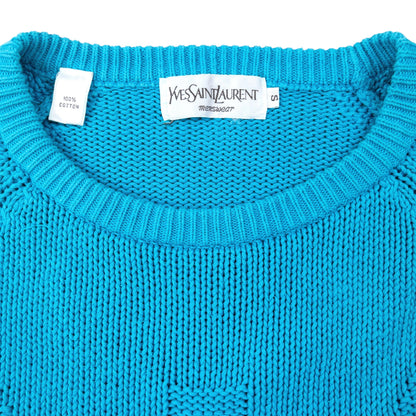 Vintage 90s YSL Yves Saint Laurent Knit Jumper Size M | Medium, Blue