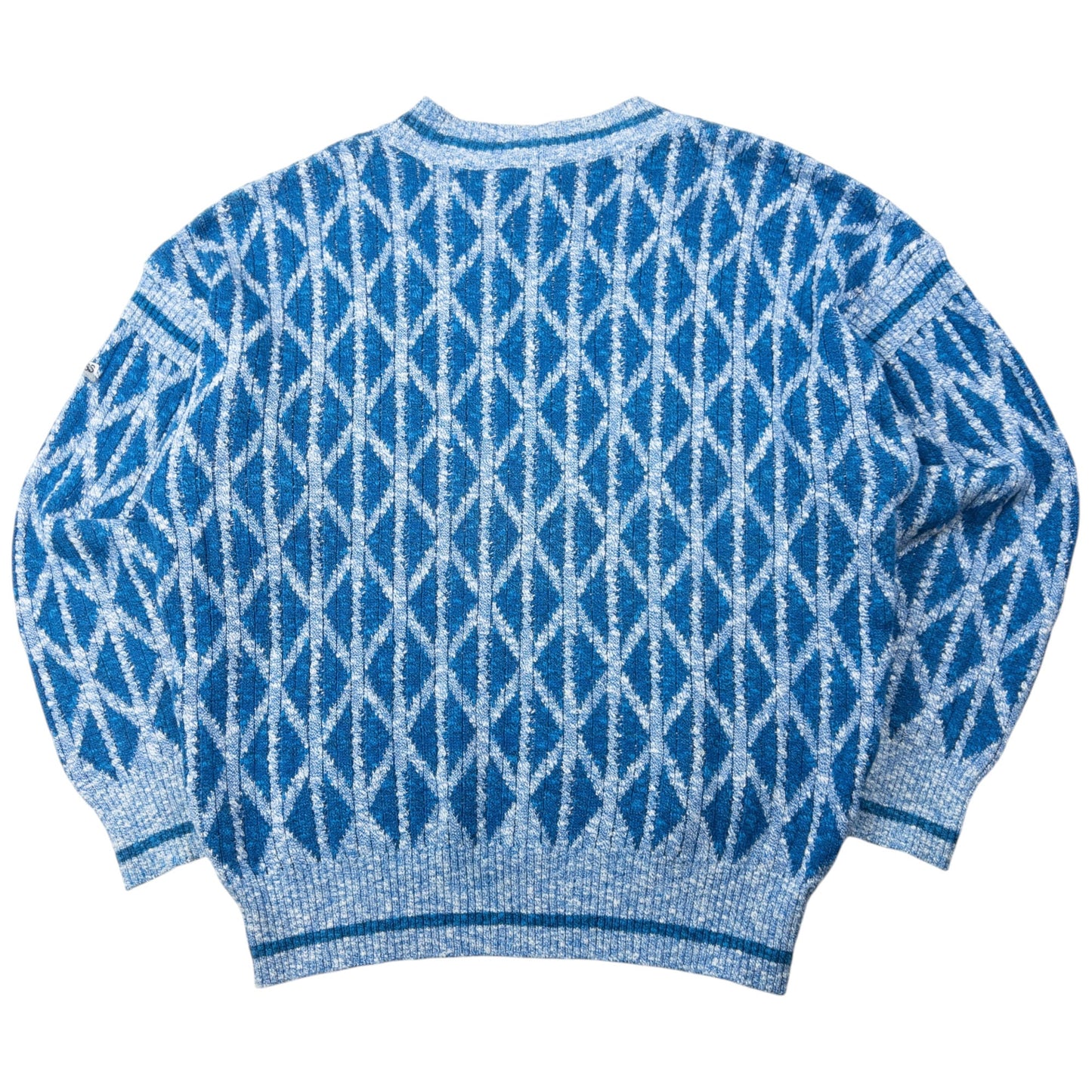 Vintage 80s Hugo Boss Pattern Knit Jumper Size L | Large, Blue
