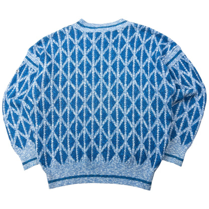 Vintage 80s Hugo Boss Pattern Knit Jumper Size L | Large, Blue