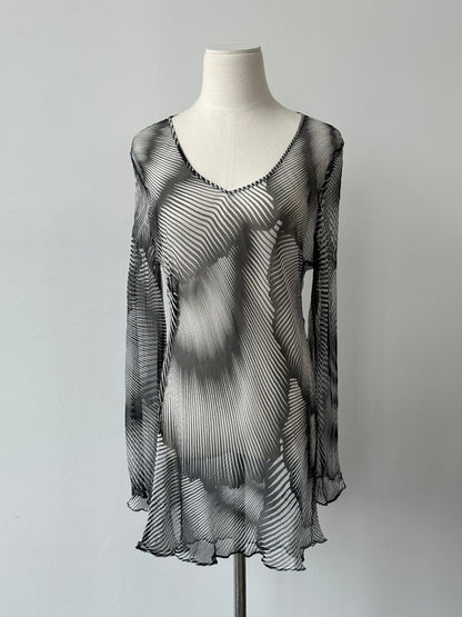 Vintage 1990s Sheer Print Mini Dress - S