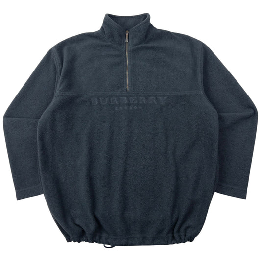 Vintage Burberry Embroidered Q Zip Fleece Sweatshirt Size S
