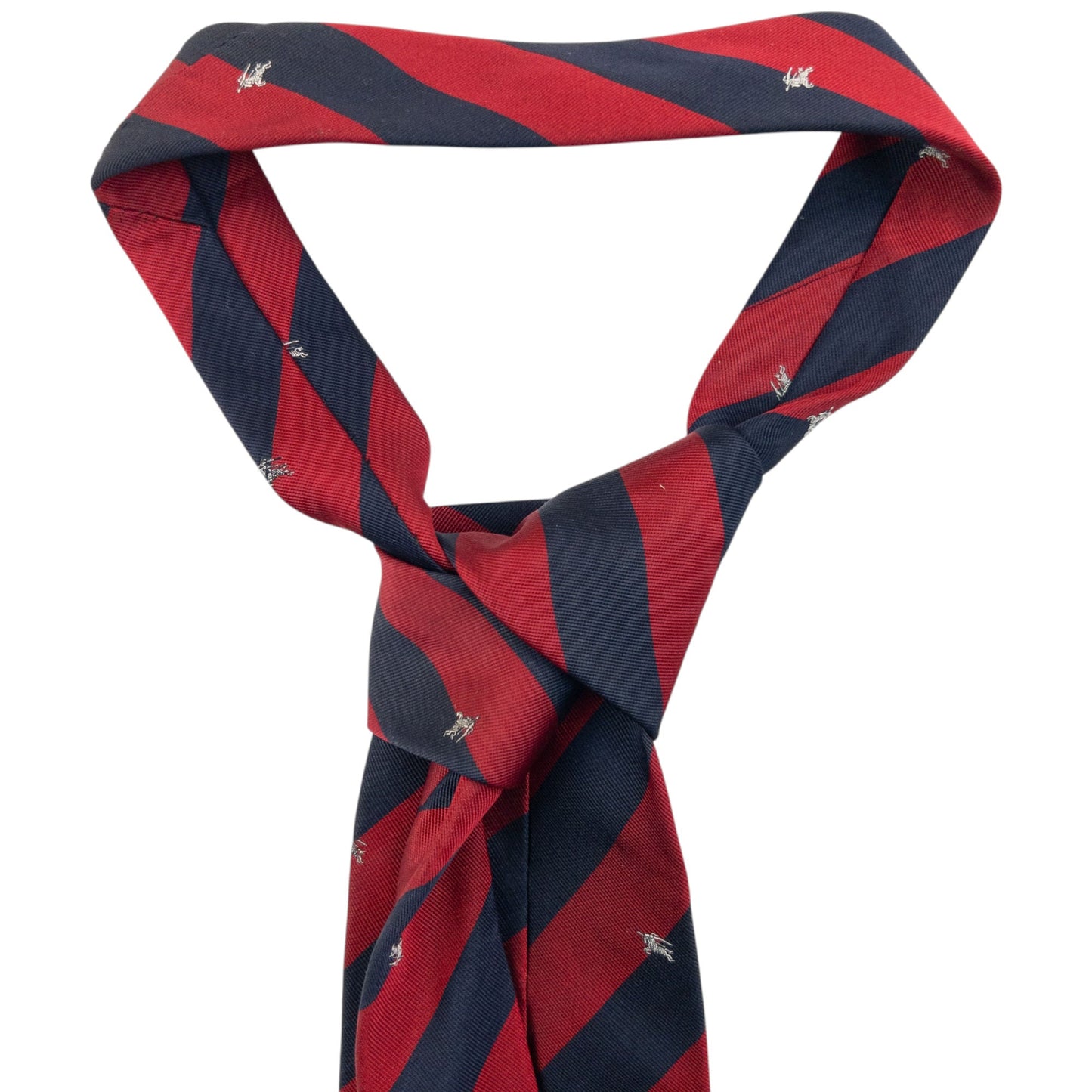 Vintage 2000s Burberry Striped Monogram Silk Tie | O/S, Navy