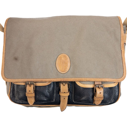Vintage 80s CP Company Leather Messenger Crossbody Bag | O/S, Beige, Black, Tan