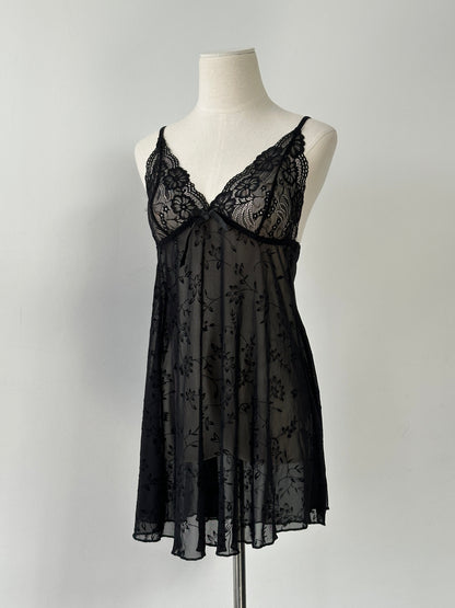 Vintage 2000s Sheer Floral Sleeveless Top - M