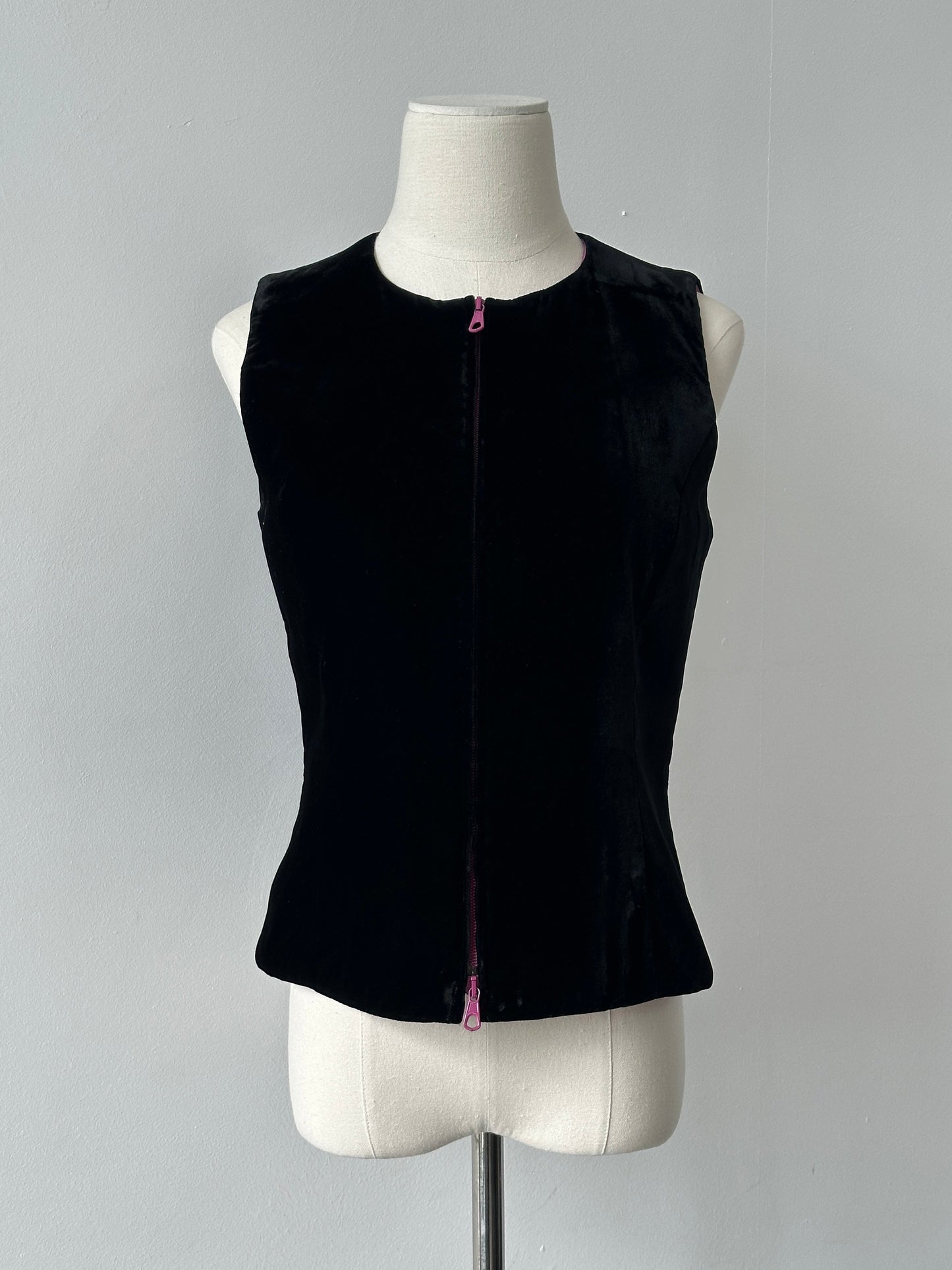 Mani 1990s Velvet Double Zip Waistcoat - S