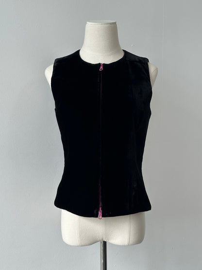 Mani 1990s Velvet Double Zip Waistcoat - S