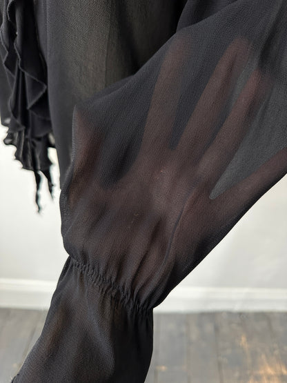 Vintage 1990s Sheer Ruffle Shirt - M