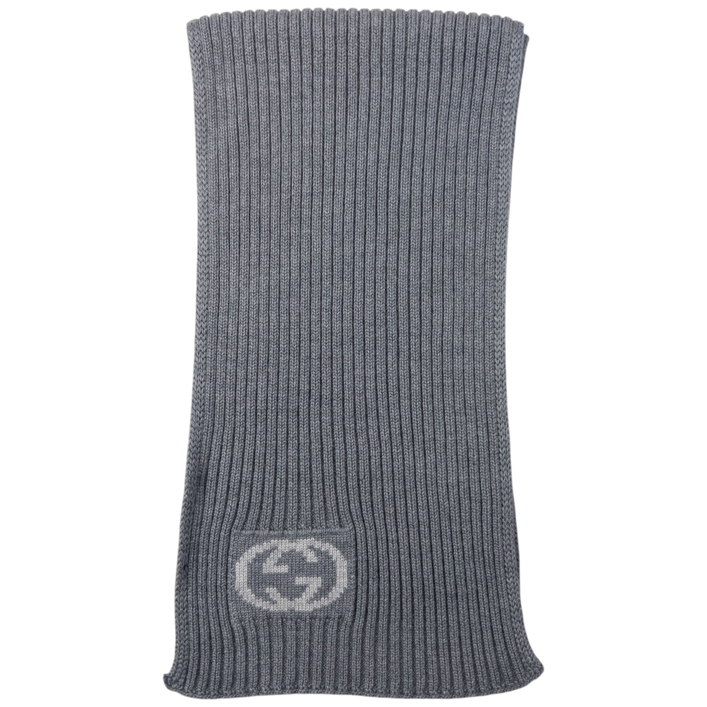 Vintage Gucci Ribbed Knit Wool Scarf