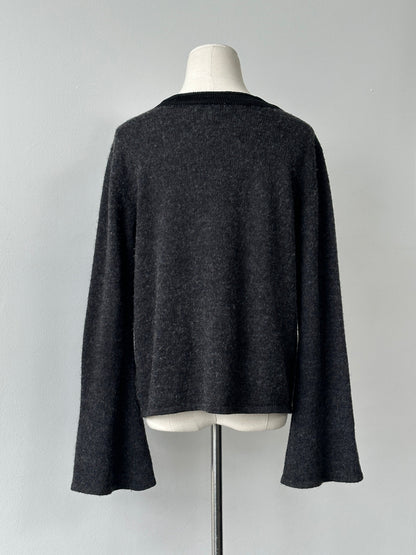 Emporio Armani 1990s Shetland Wool Boxy Bell Sleeve Jumper - M-L