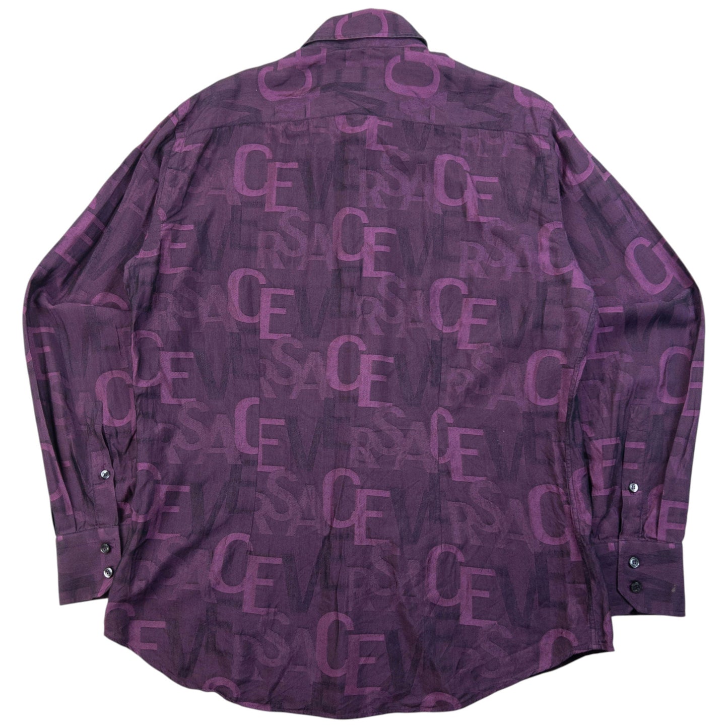 Vintage 2000s Versace Collection Monogram Long Sleeve Button Up Shirt Size M | Medium, Purple