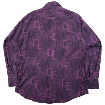 Vintage 2000s Versace Collection Monogram Long Sleeve Button Up Shirt Size M | Medium, Purple