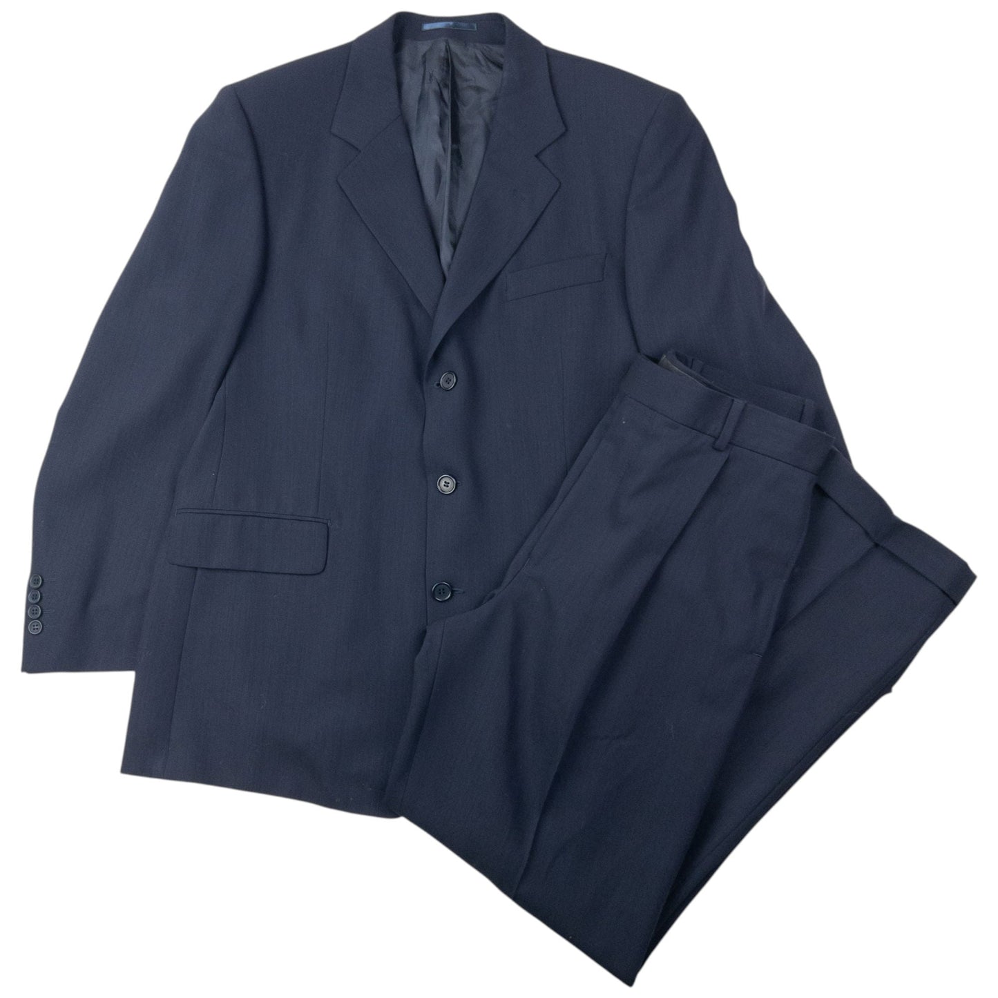 Vintage 90s YSL Yves Saint Laurent Wool Jacket & Trousers Suit Set Size L | Large, Navy