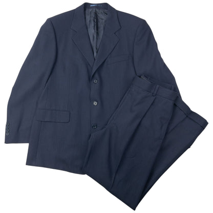 Vintage 90s YSL Yves Saint Laurent Wool Jacket & Trousers Suit Set Size L | Large, Navy