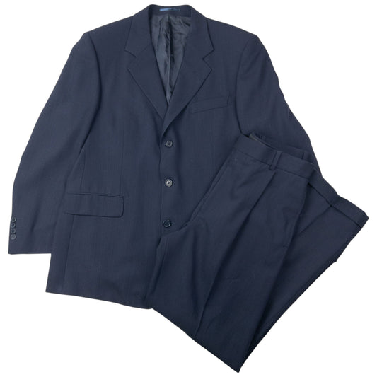 Vintage 90s YSL Yves Saint Laurent Wool Jacket & Trousers Suit Set Size L | Large, Navy