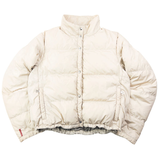 Vintage 2000s Prada Sport Cropped Puffer Jacket Womens Size M | Medium, Cream