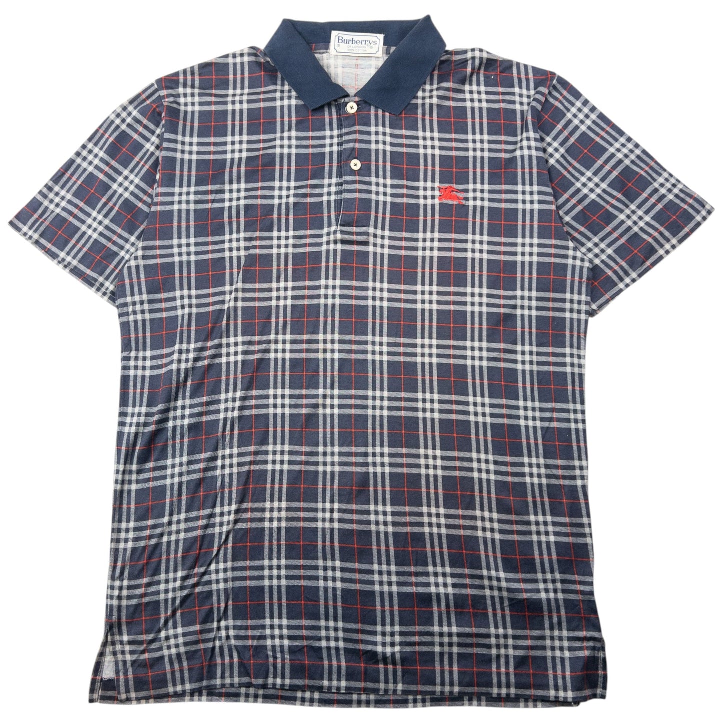 Vintage 90s Burberry Nova Check Polo Shirt Size S | Small, Navy