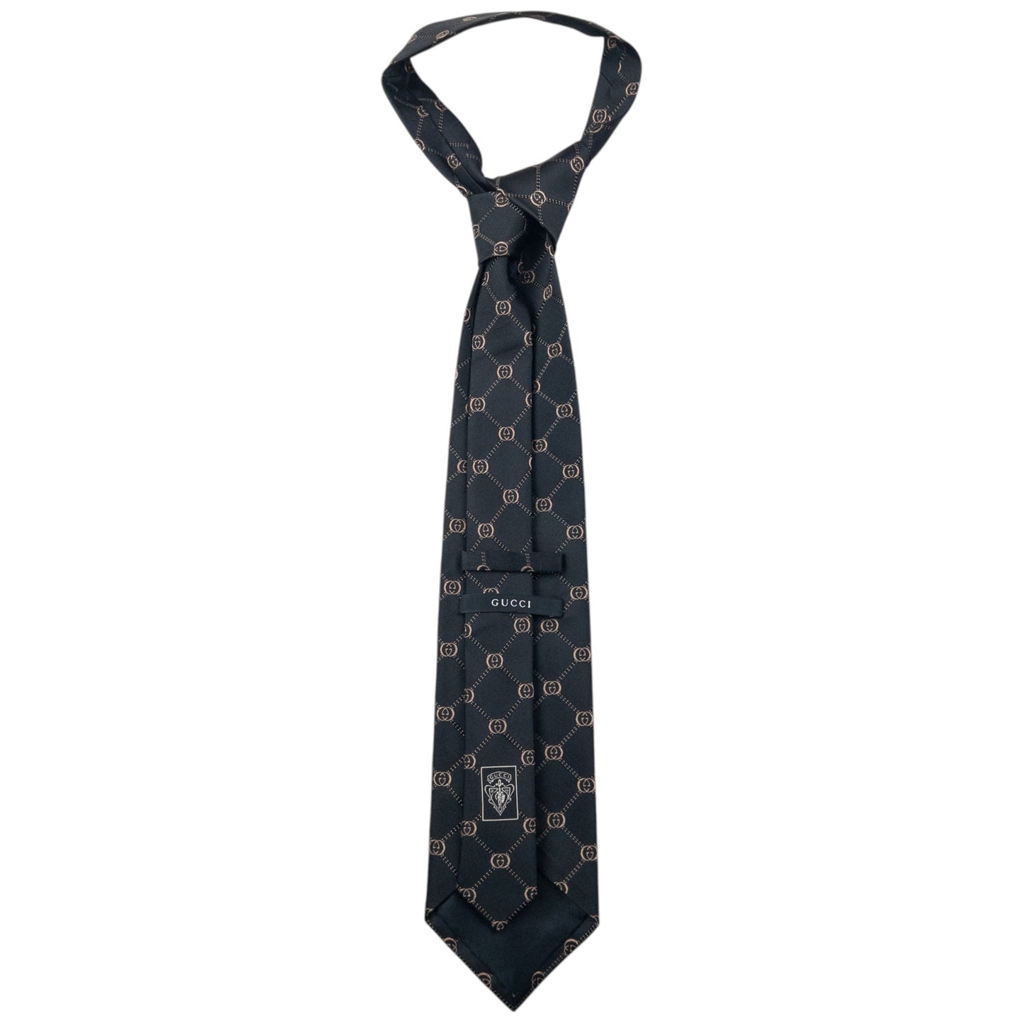 Vintage 2000s Gucci Monogram Silk Tie | O/S, Black