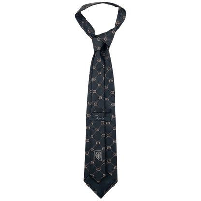 Vintage 2000s Gucci Monogram Silk Tie | O/S, Black