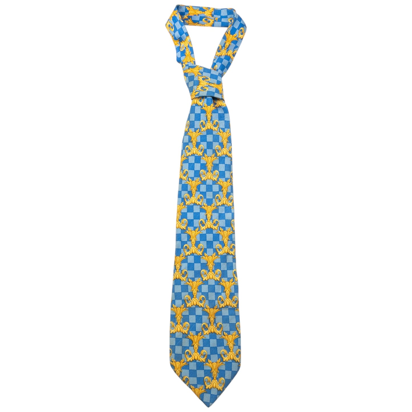 Vintage Gianni Versace Checkered Baroque Silk Tie