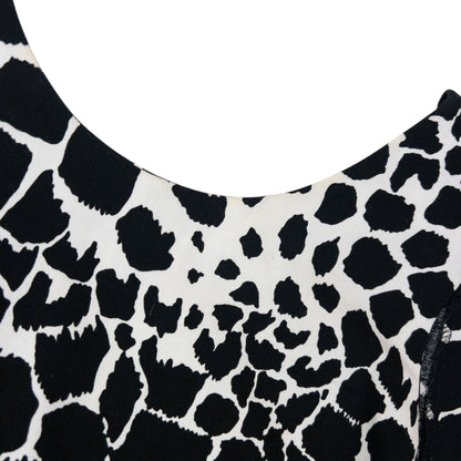 Vintage 80s YSL Yves Saint Laurent Giraffe Print Belt Waist Dress Womens Size L | Large, Black