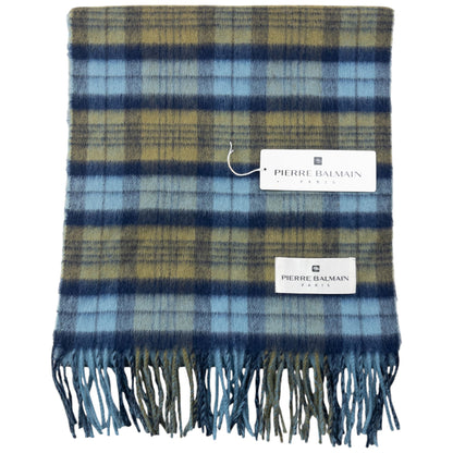 Vintage 90s Pierre Balmain Checkered Wool Tassel Scarf | O/S, Multicoloured