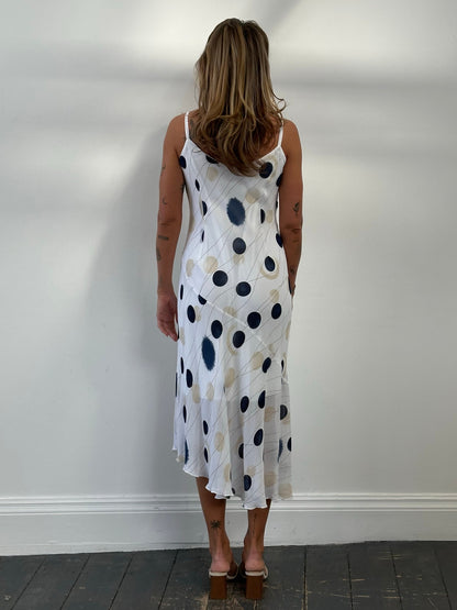 MANI 1990s Spotted Two Piece Slip Dress Set - M/L