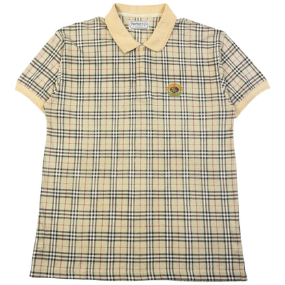 Vintage 90s Burberry Nova Check Polo Shirt Size M | Medium, Beige