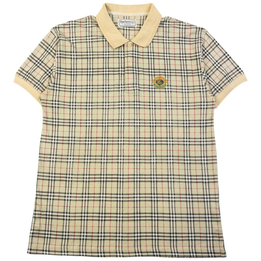 Vintage 90s Burberry Nova Check Polo Shirt Size M | Medium, Beige