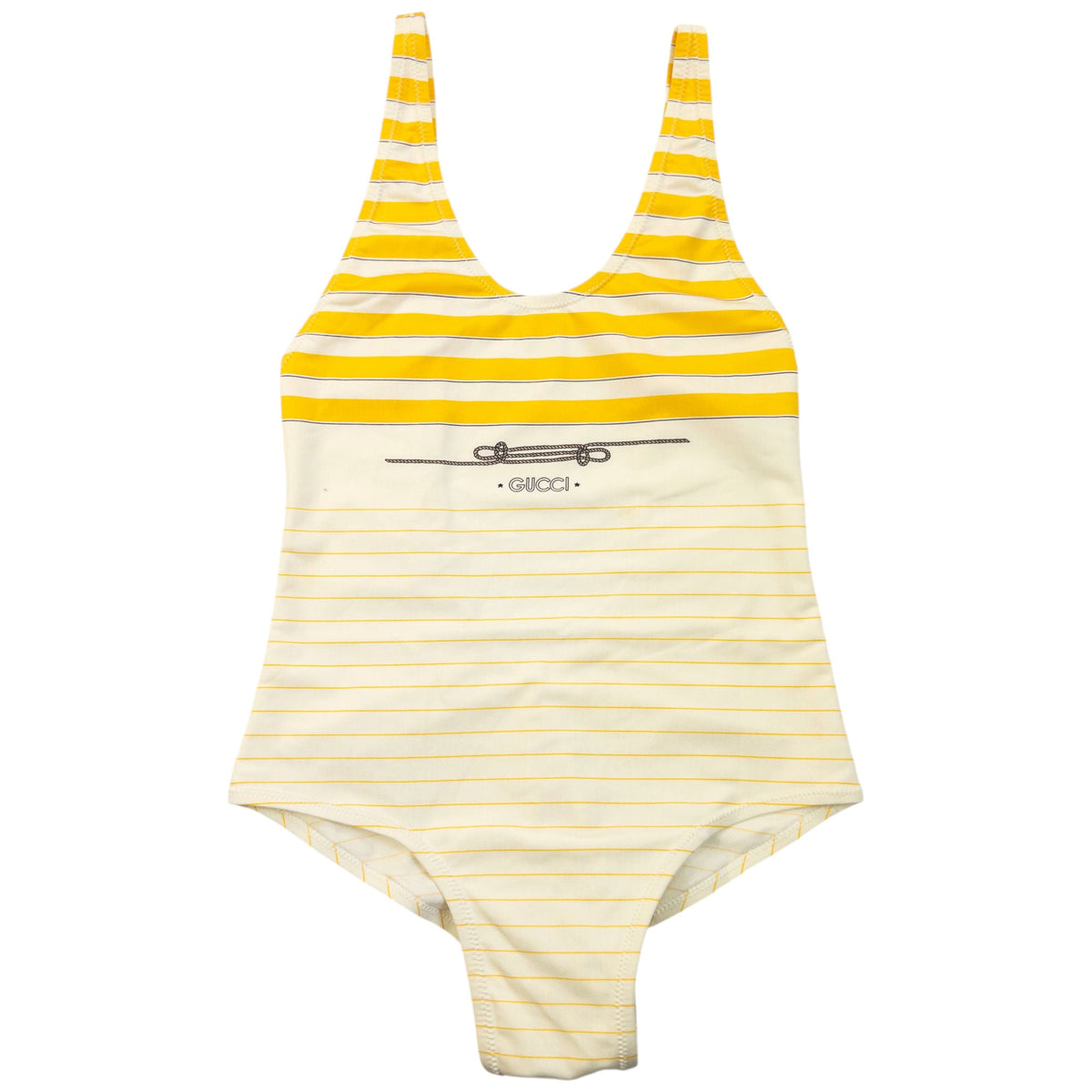 Vintage 80s Gucci Striped Swimming Costume Womens Size M | Medium, Yellow