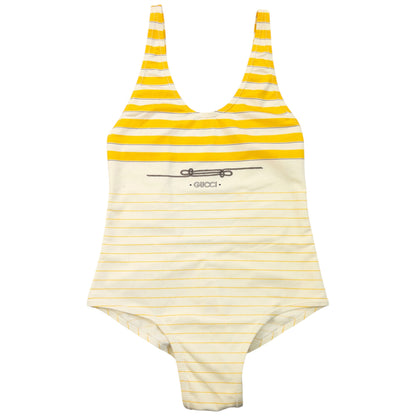Vintage 80s Gucci Striped Swimming Costume Womens Size M | Medium, Yellow