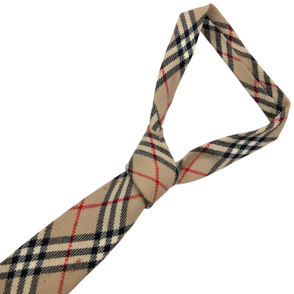 Vintage 90s Burberry Nova Check Wool Tie | O/S, Beige