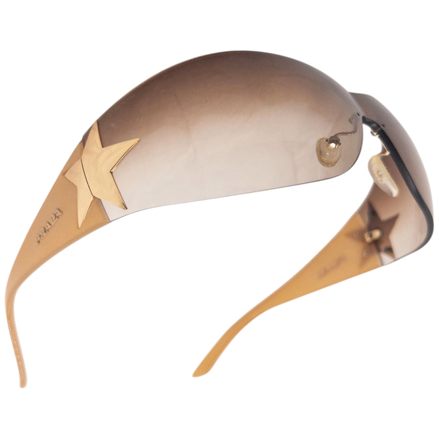 Vintage 2000s Prada Rimless Star Sunglasses | O/S, Brown