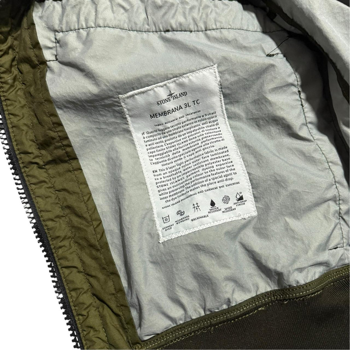 Stone Island Membrana 3L Jacket | Large, Olive