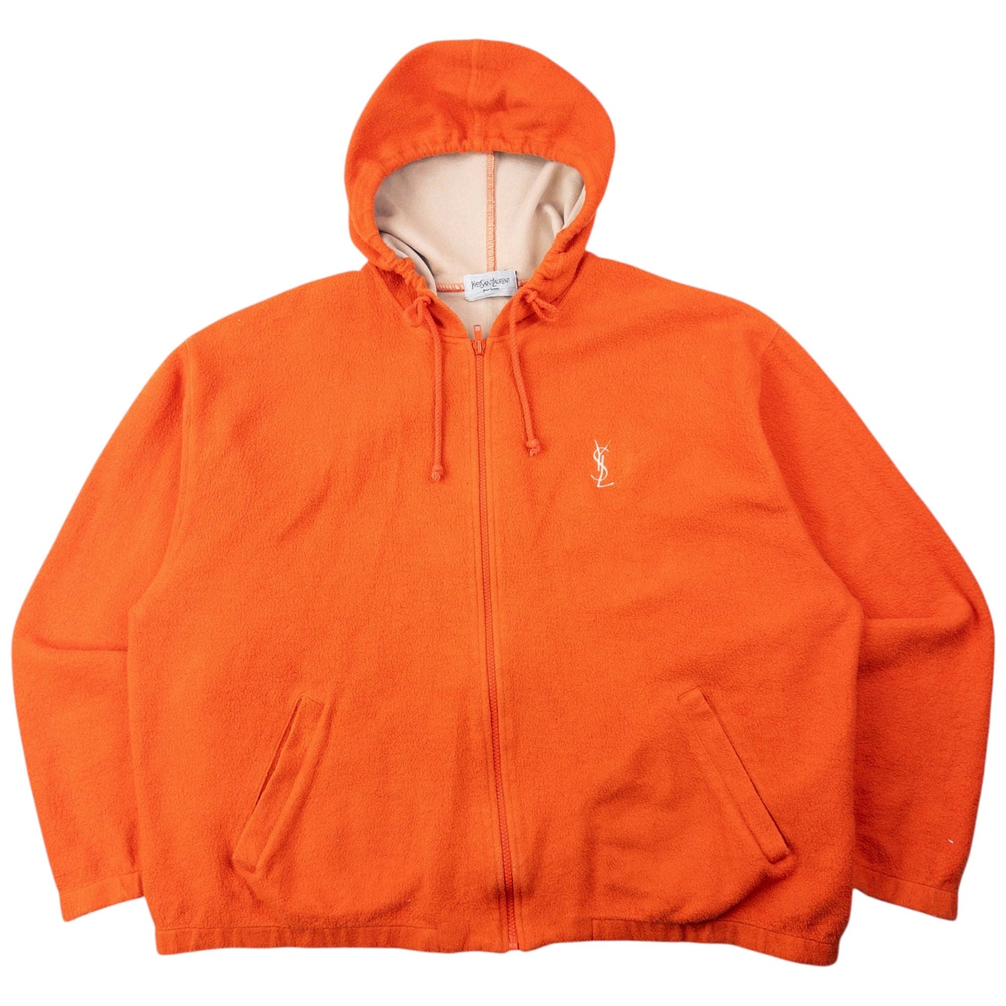 Vintage 2000s YSL Yves Saint Laurent Zip Up Fleece Jacket Size XXL | XXL, Orange