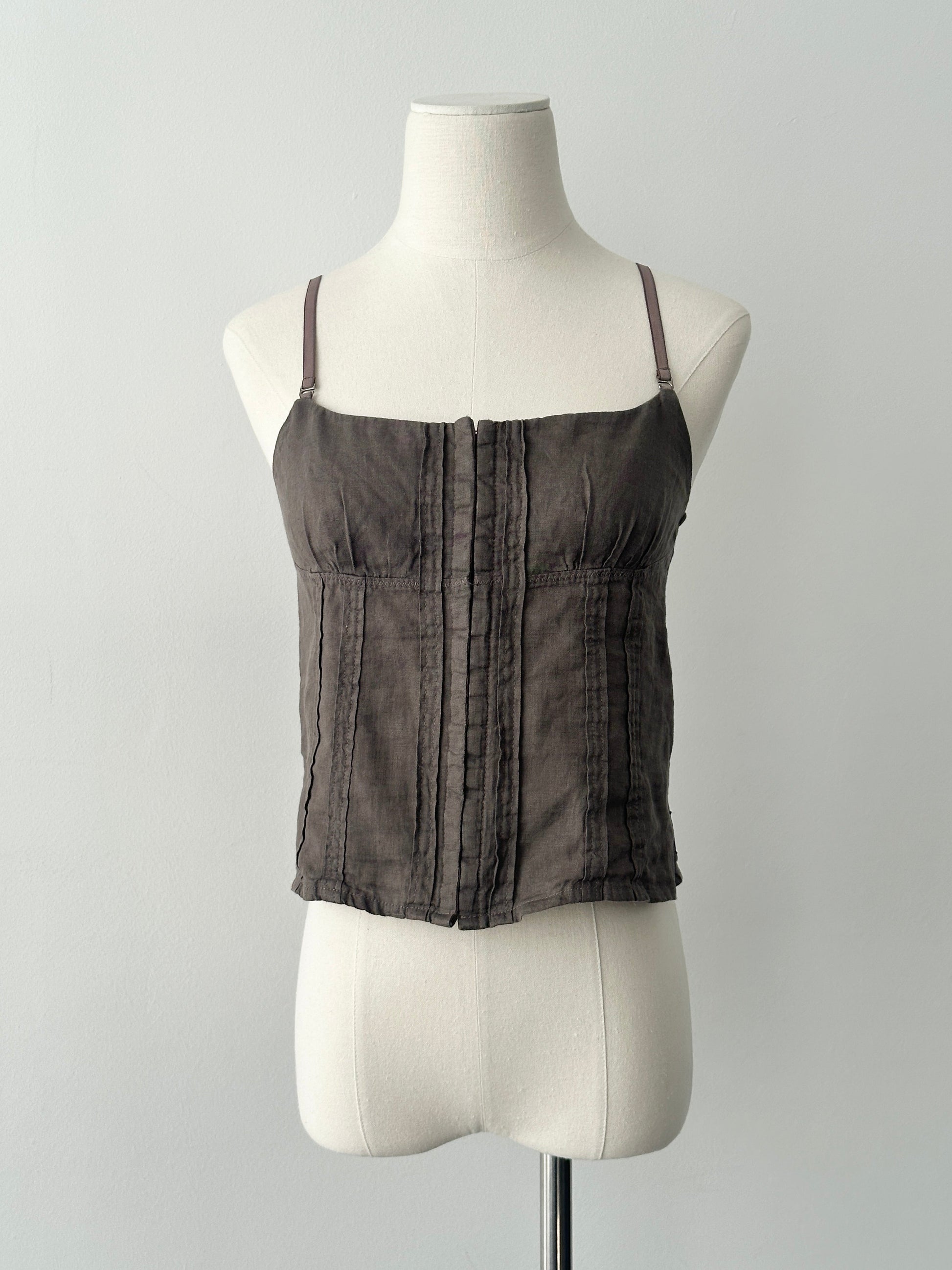 Armani Jeans 1990s Pure Linen Corset Top - S