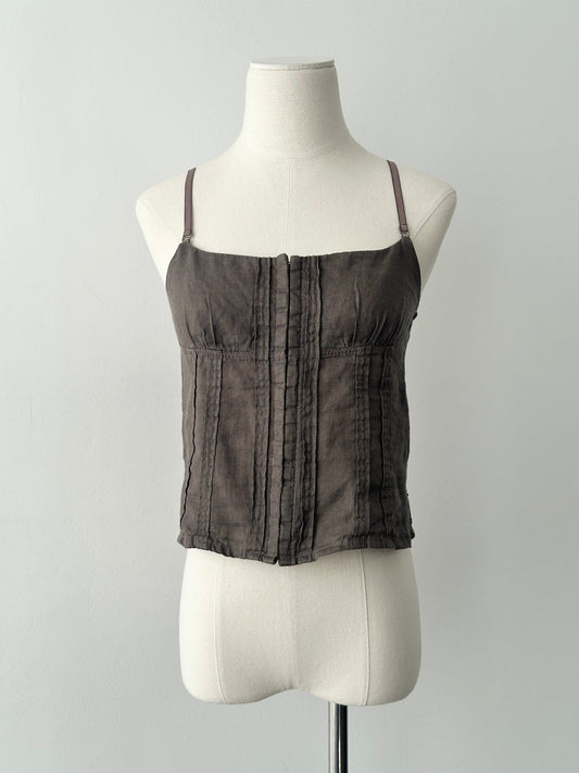 Armani Jeans 1990s Pure Linen Corset Top - S