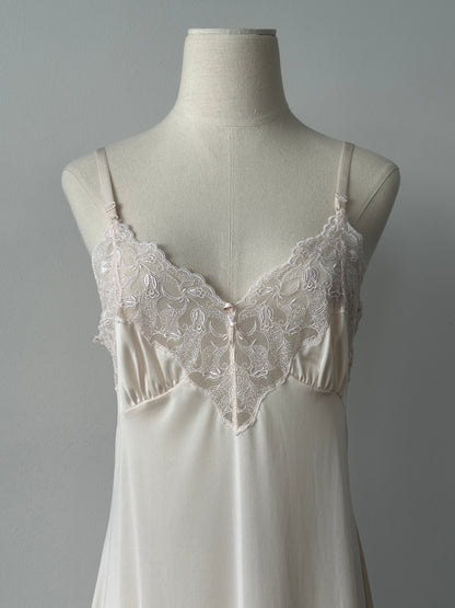 Vintage 1990s Satin Lace Midi Slip Dress - S-M