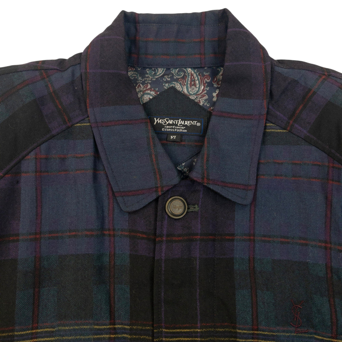 Vintage 80s YSL Yves Saint Laurent Checkered Harrington Jacket Size M | Medium, Red