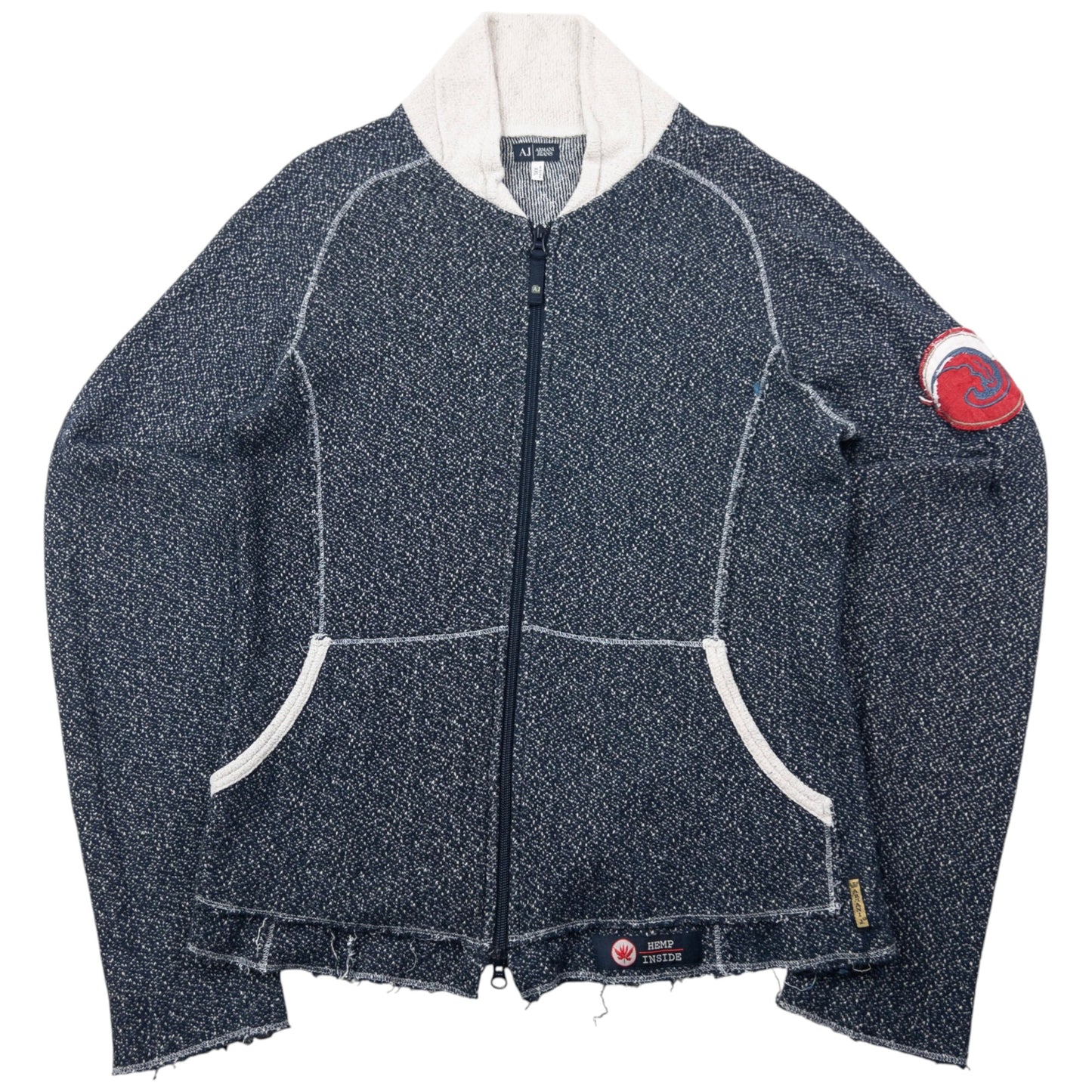 Vintage 2000s Armani Jeans Zip Up Hemp Jumper Womnes Size L