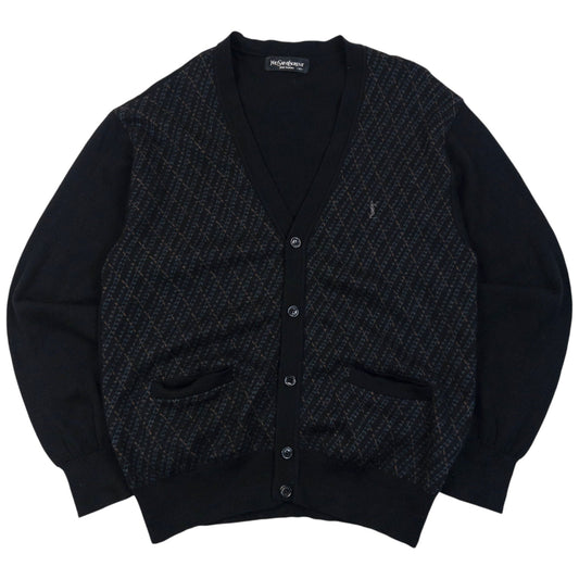 Vintage 90s YSL Yves Saint Laurent Pattern Cardigan Size S | Small, Black