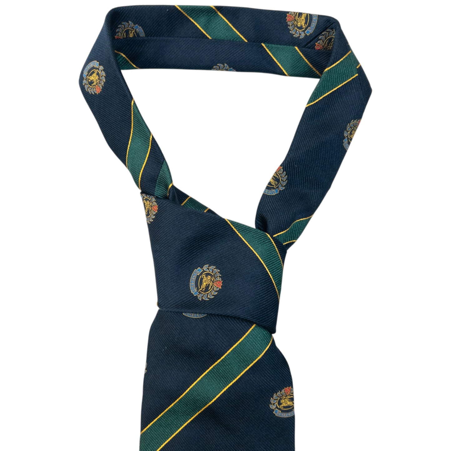 Vintage 80s Burberry Striped Monogram Silk Tie | O/S, Green